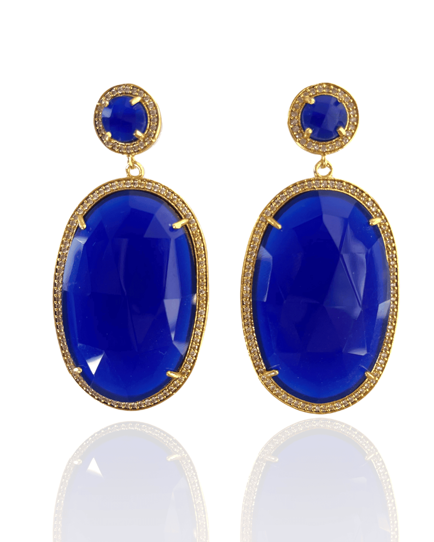 Dark Blue Quartz and CZ ADMK Julie Earrings | ADMK, Inc.