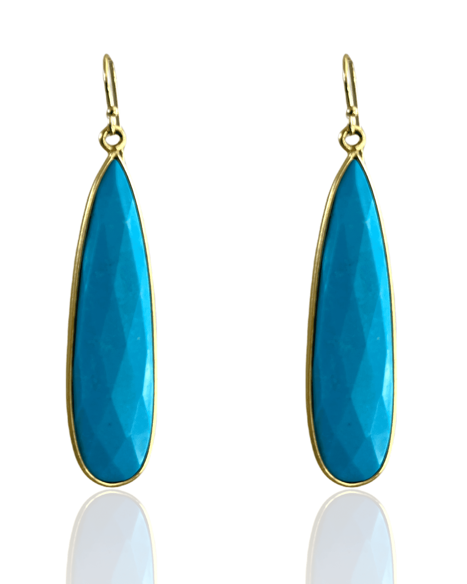 Turquoise Long Teardrop ADMK Earrings in 18kt gold setting
