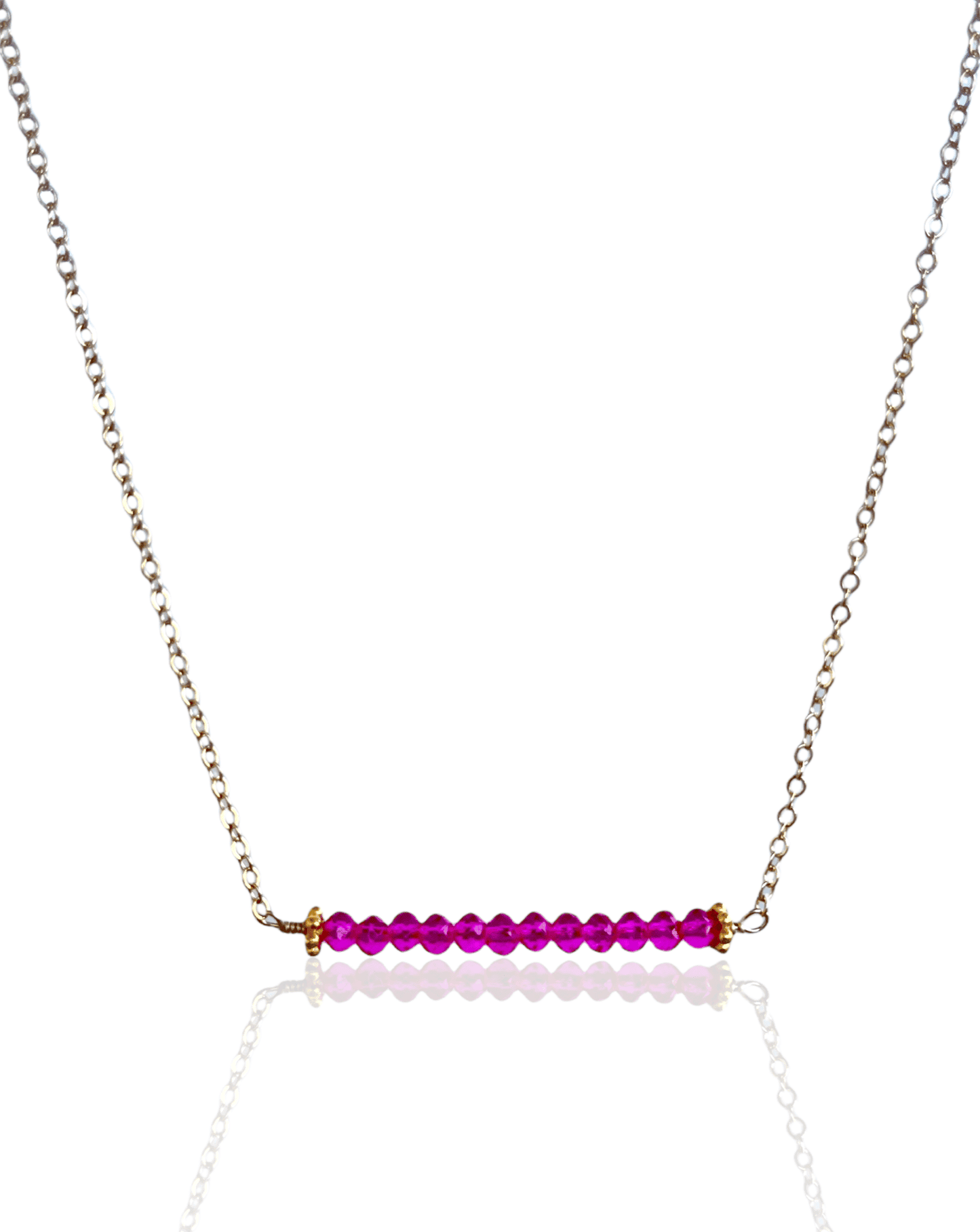 Hot Pink Quartz Long Bar ADMK Necklace