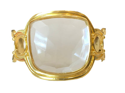 Beautiful Bold Detailed Cuff Bracelet in with a big Eye-Catching Rock Crystal.