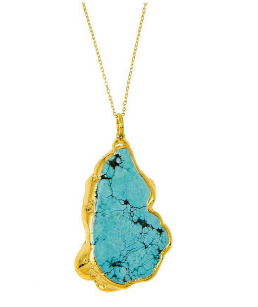 Turquoise Freeform Allie ADMK Necklace in gold setting