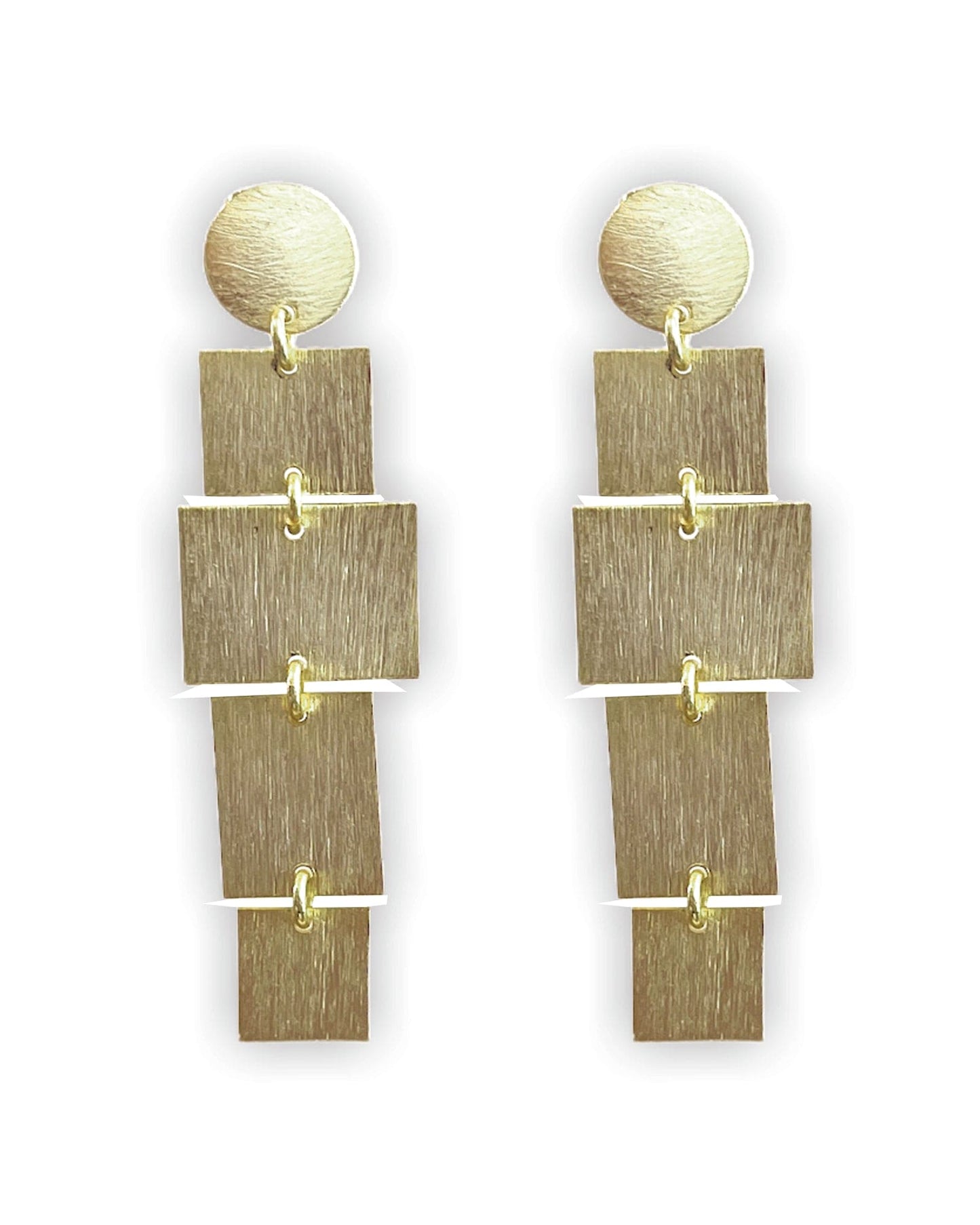 Gold Circle and Square Dangle ADMK Earrings