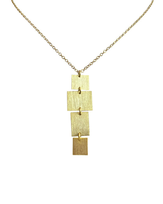 Gold Circle and Square Dangle ADMK Necklace