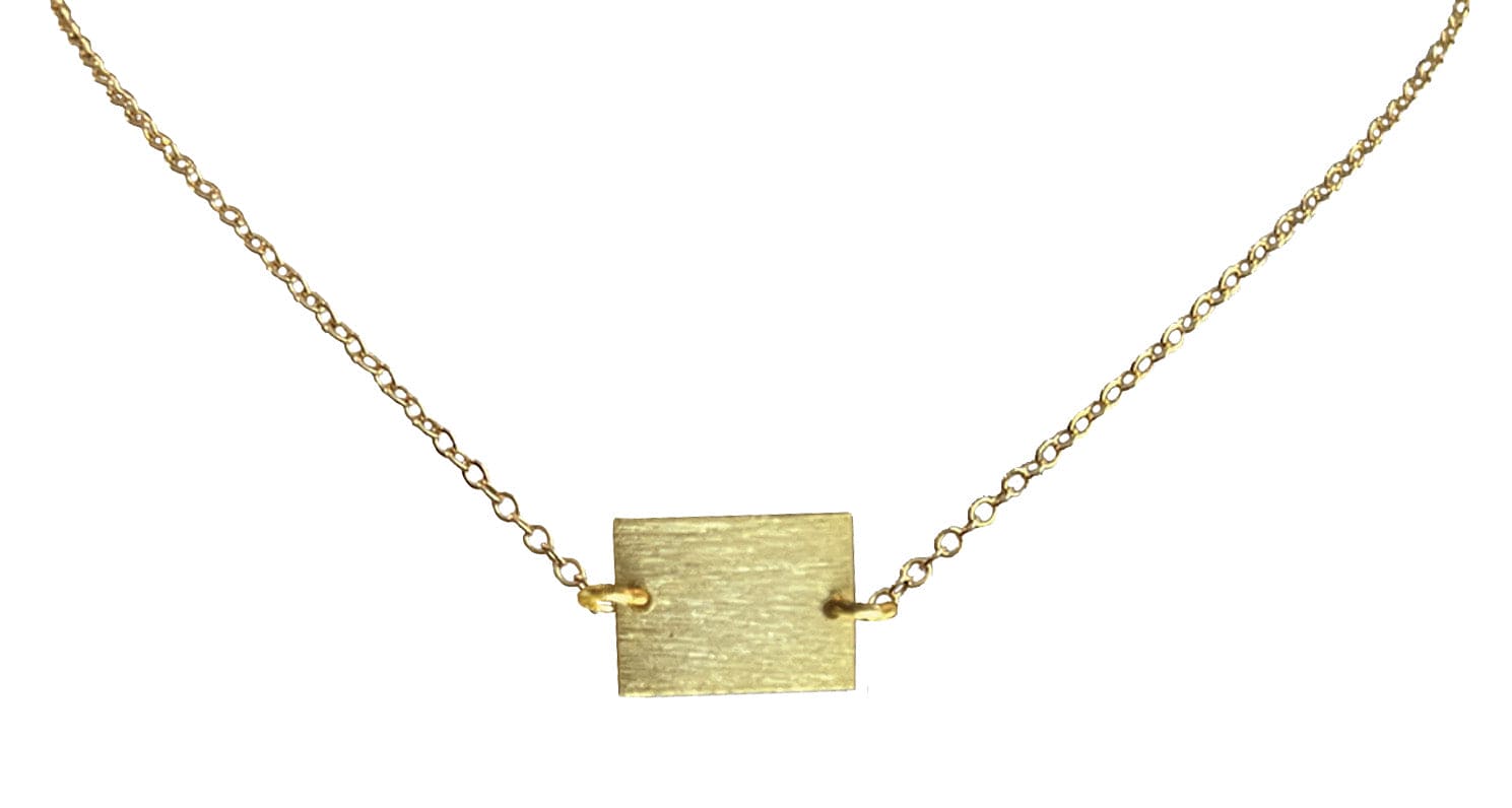 Gold Square Simple ADMK Necklace, elegant artisan jewelry piece.