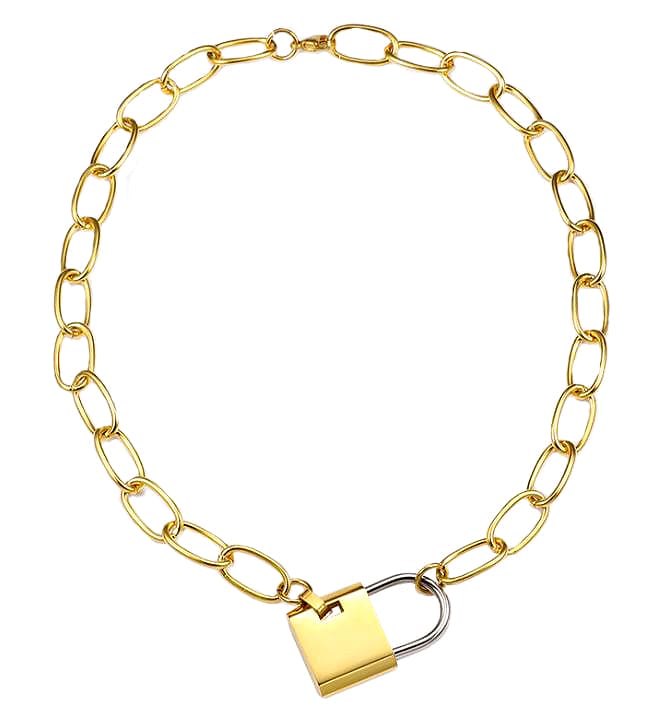 Gold and Silver Two-Tone Locket Pendant ADMK Necklace