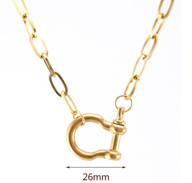 Gold ADMK Front Horseshoe Clasp Necklace