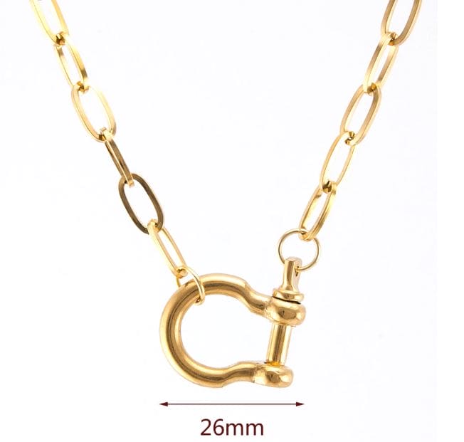 Gold ADMK Front Horseshoe Clasp Necklace with unique design