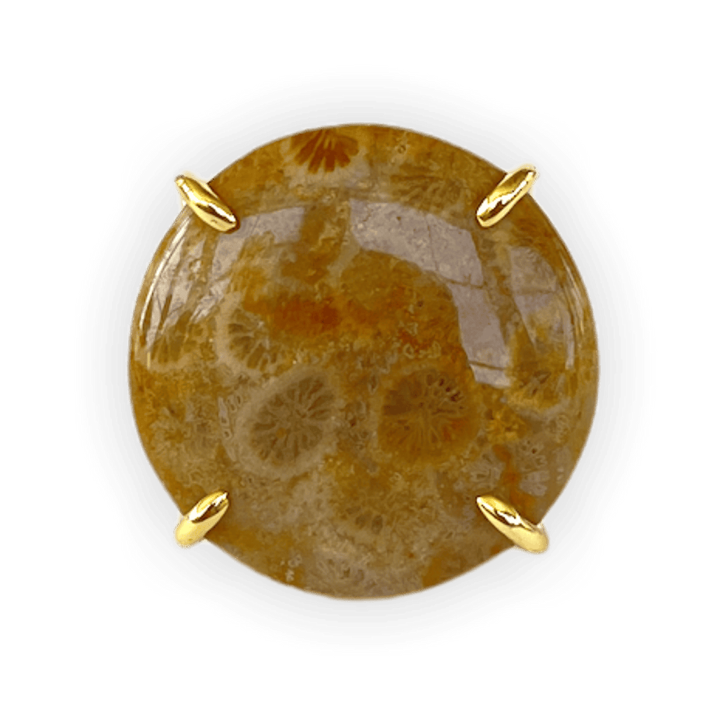 Jasper and Gold Funky Adjustable ADMK Ring with unique gemstone