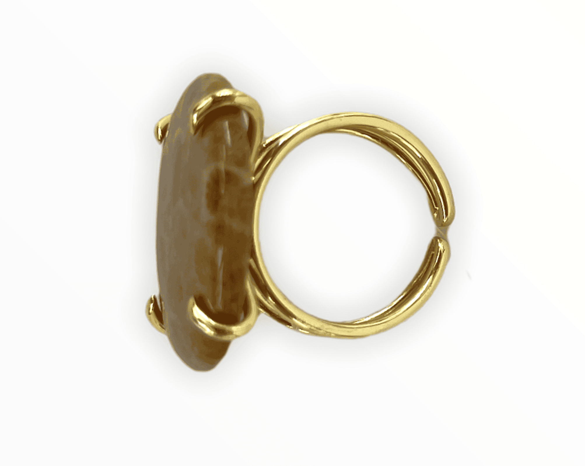 Jasper and Gold Funky Adjustable ADMK Ring, artisan jewelry, statement piece