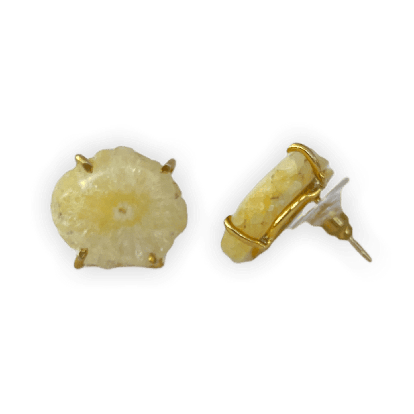 Solar Quartz Yellow Stud Earrings