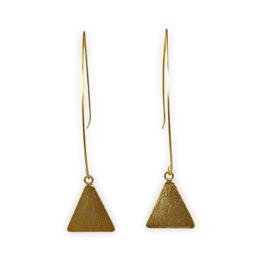 Matte Gold Long Hook and Triangle ADMK Earrings