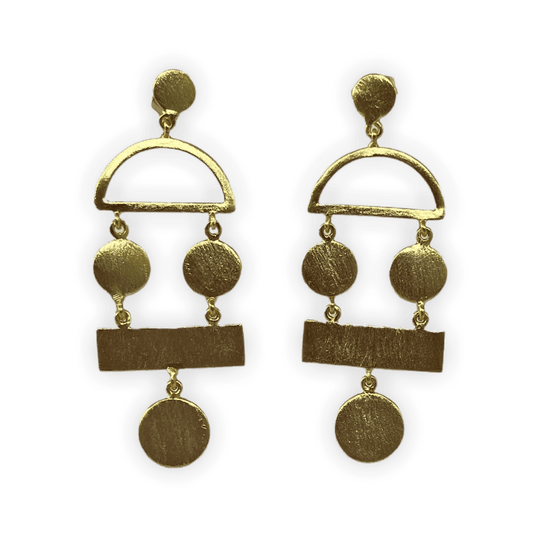 Matte Gold Circle and Bar ADMK Earrings