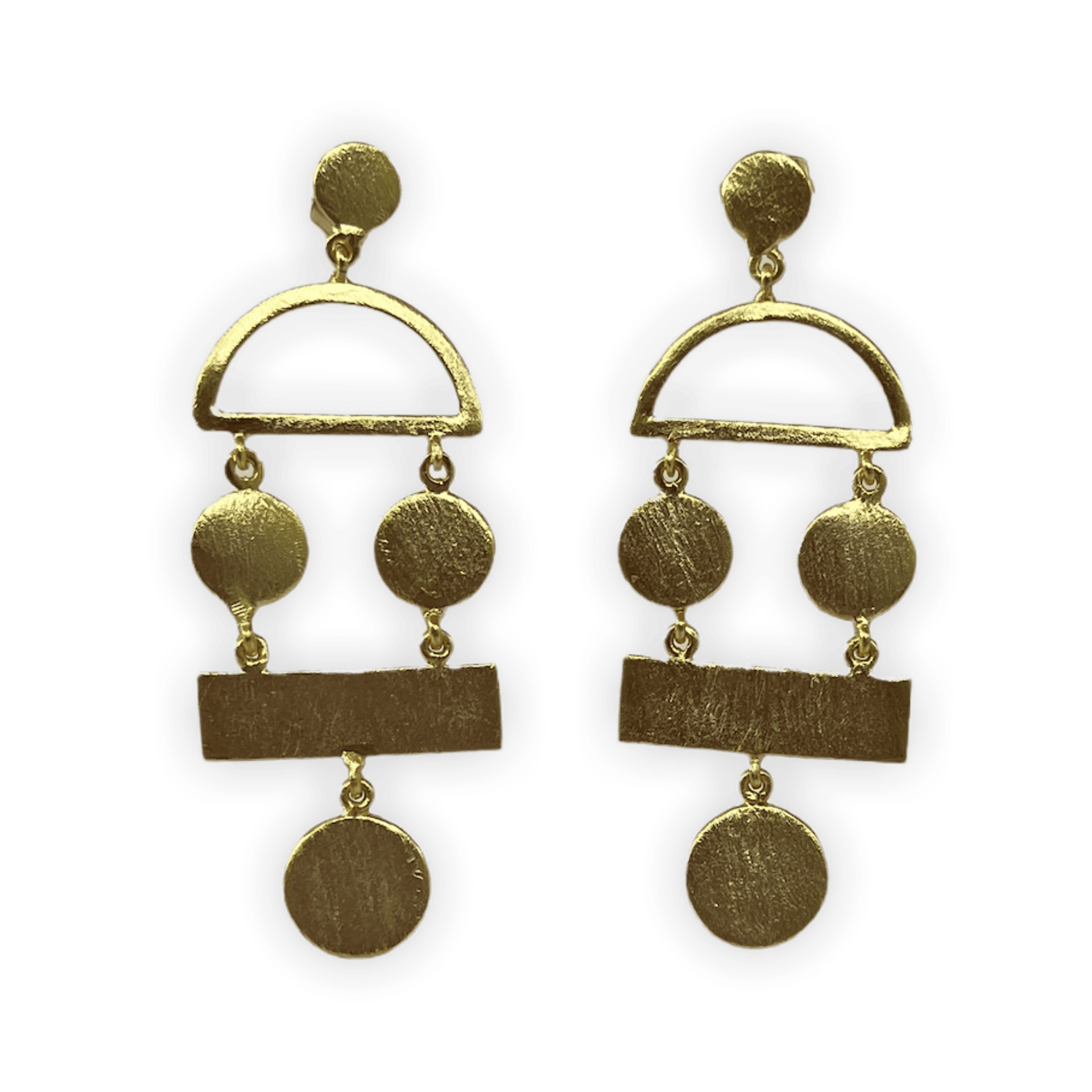 Matte Gold Circle and Bar Brooklyn ADMK Earrings, elegant jewelry