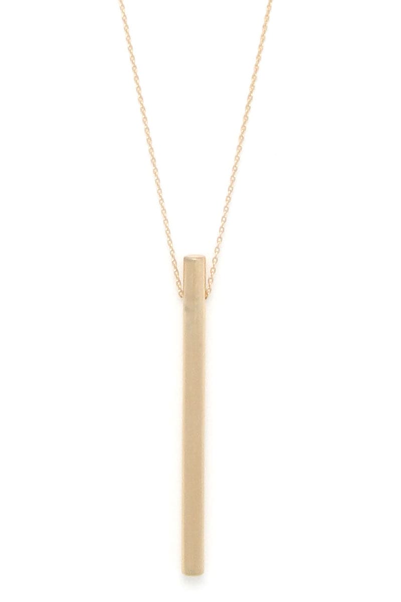 Gold Long Bar ADMK Necklace on a delicate chain, artisan jewelry