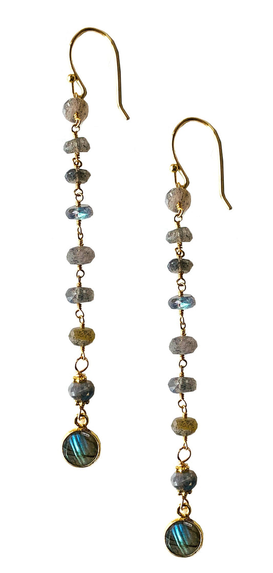 Labradorite Long Dangle ADMK Earrings