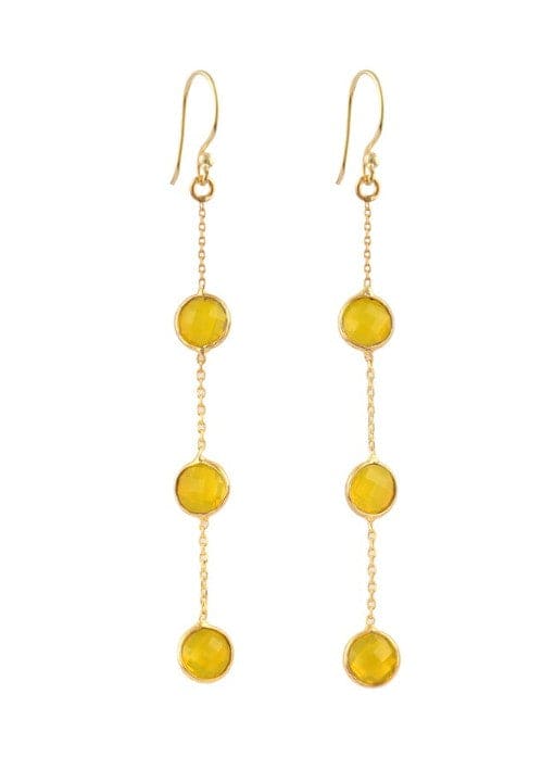 Yellow Chalcedony ADMK Lia Earrings. Dangles to about 3.25 but on a thin chain with Yellow chalcedony stones throughout.