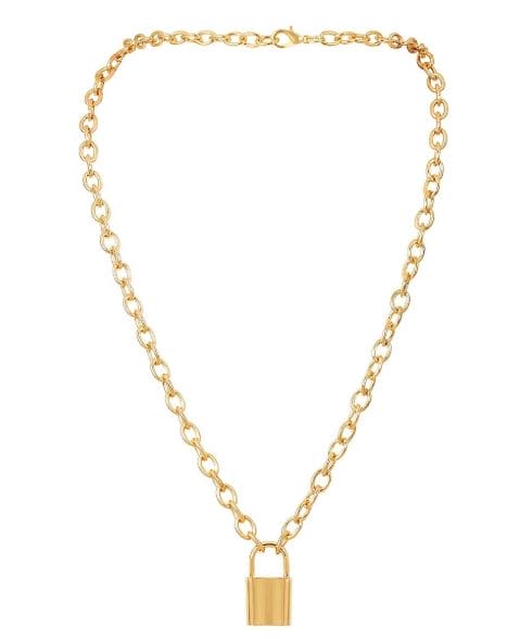 Gold PadLock ADMK Necklace in Gold 