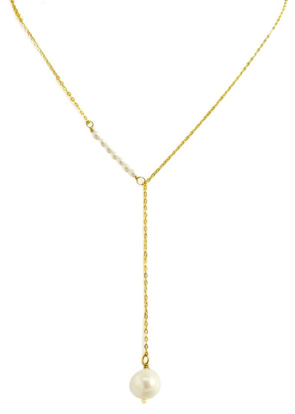 Loren Necklace, handmade gemstone jewelry with pearl accent.