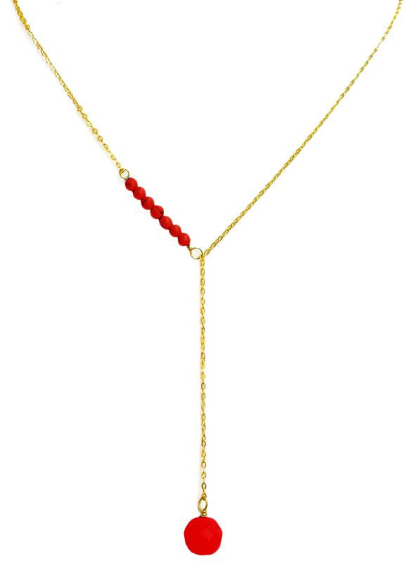 Loren Necklace - elegant handmade gemstone jewelry with red stone.