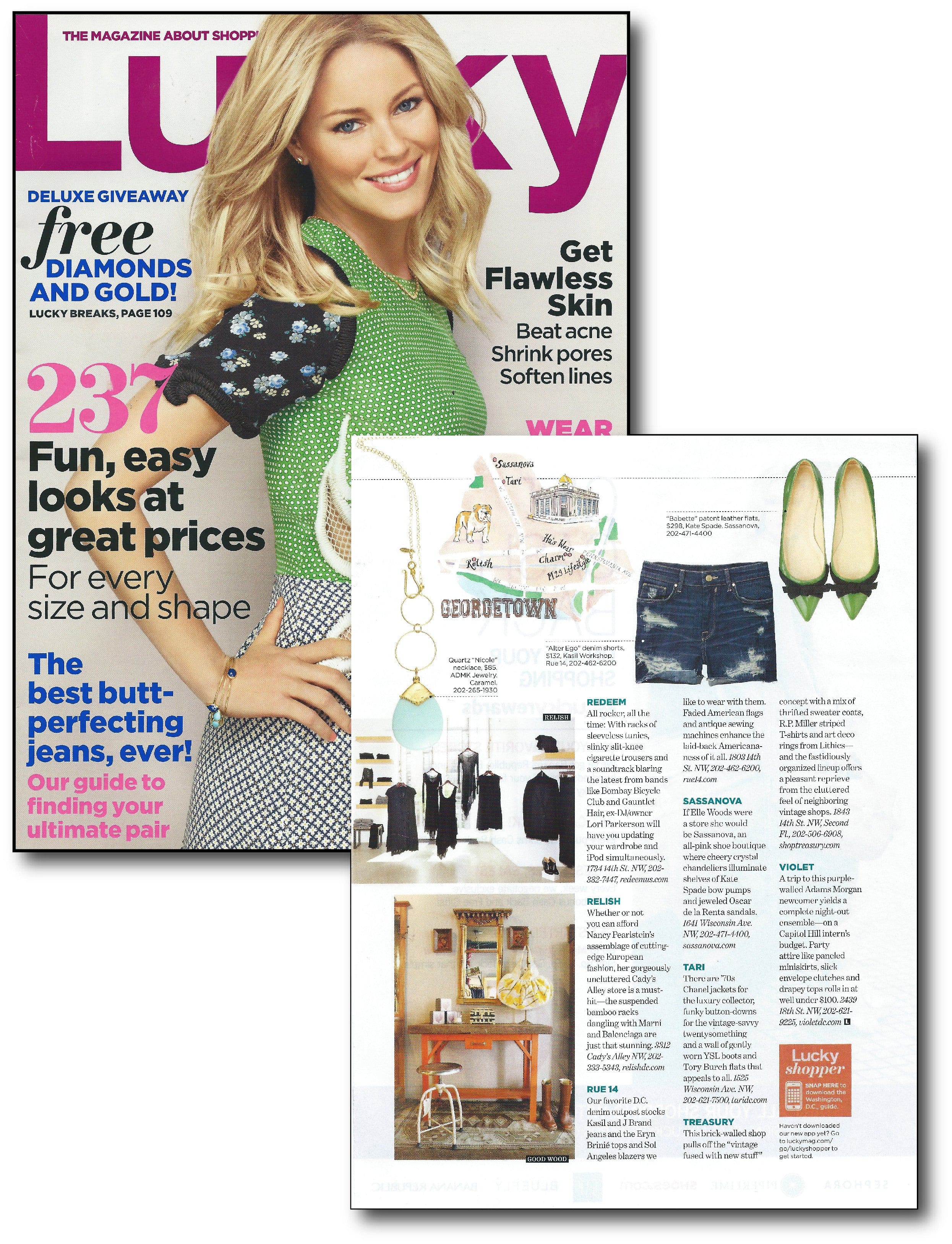 Nicole Necklace in Lucky Magazine featuring baby blue quartz
