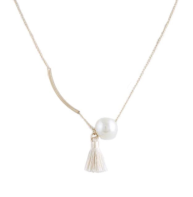 Pearl and Tassel Marie Necklace - elegant handmade jewelry