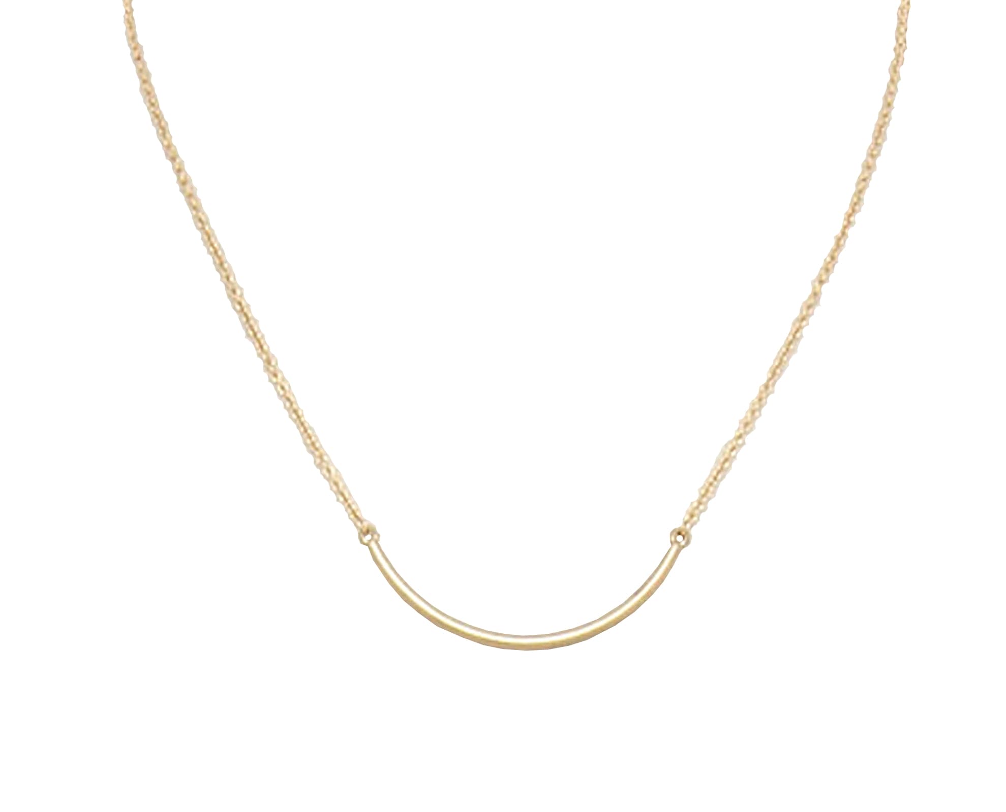 Gold-Filled Curved Bar ADMK Necklace, artisan jewelry piece