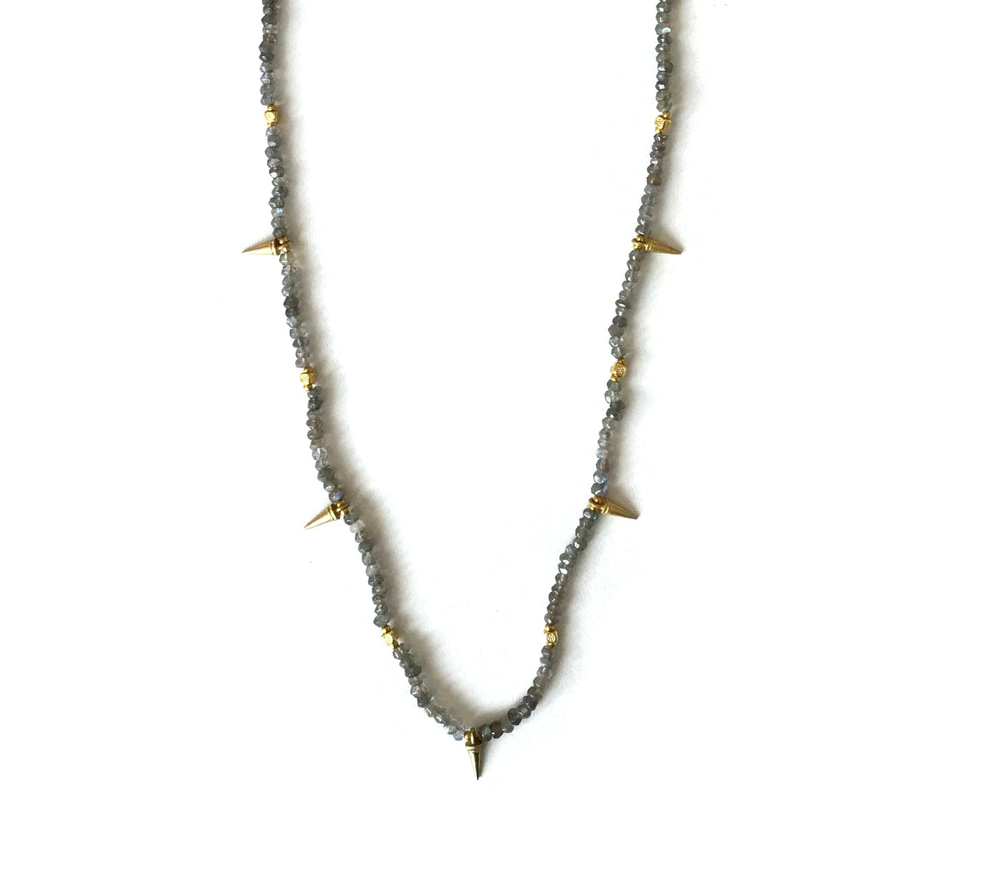 Labradorite Simple Spike Long Necklace