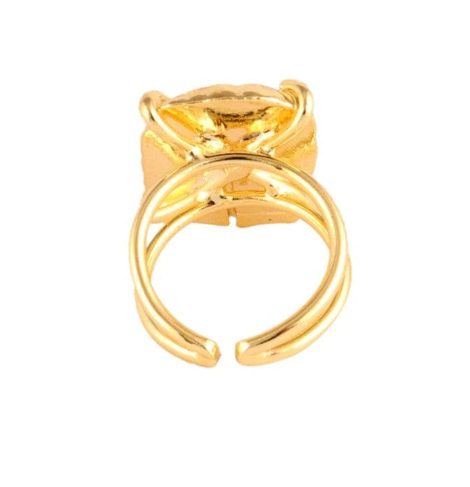 Freshwater Pearl Organic Beveled Large Adjustable Ring in gold