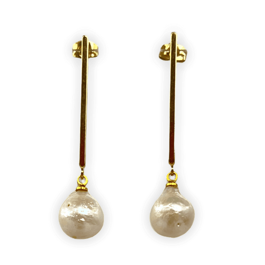 Freshwater Pearl and Gold Dangle ADMK Earrings | Stunning Jewelry