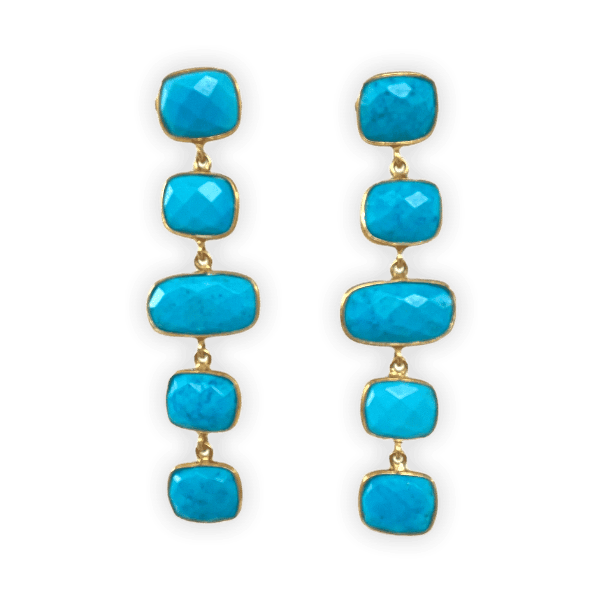 Turquoise Long Cascading Dangle ADMK Earrings - artisan jewelry