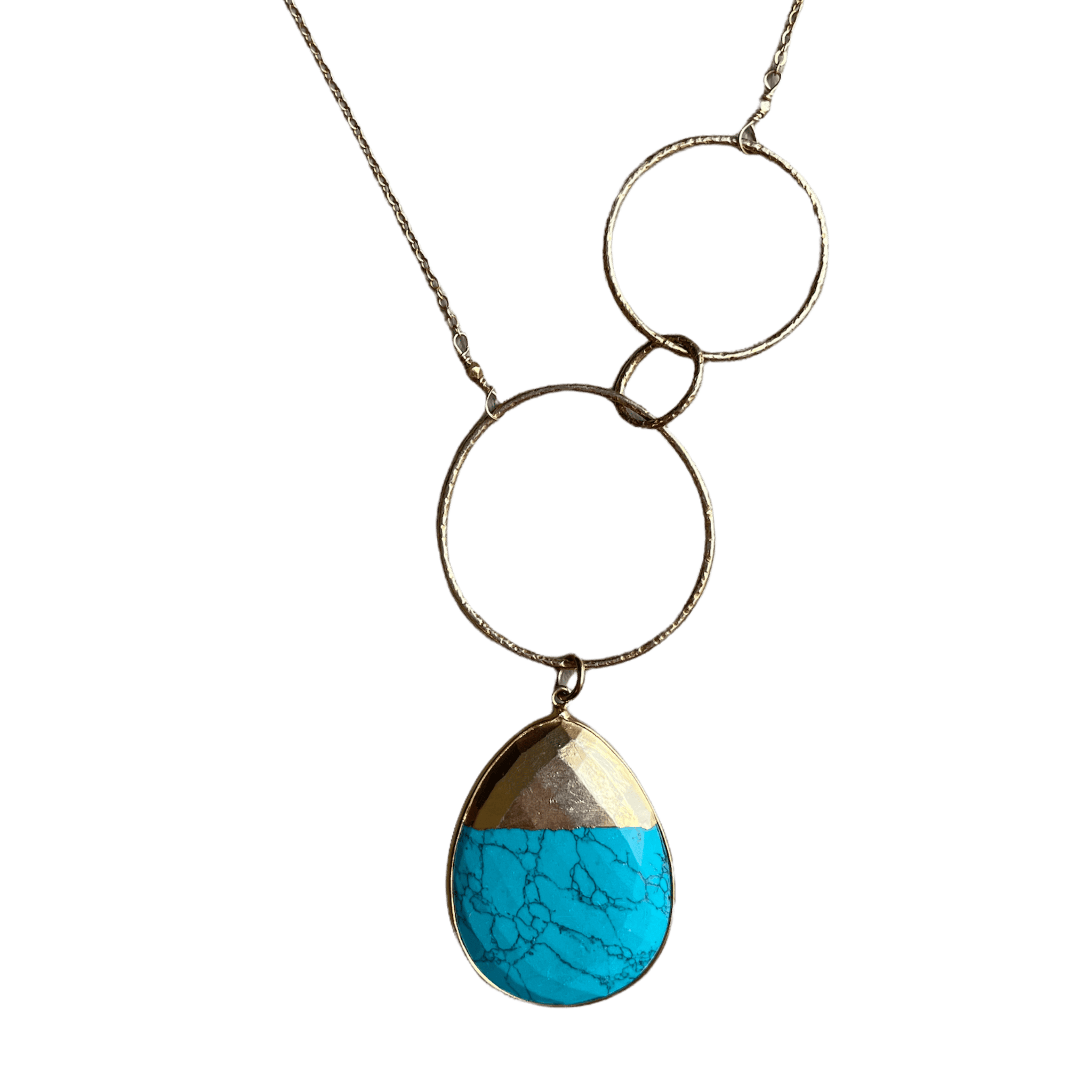 Turquoise Front Circle Accent Necklace, artisan gemstone jewelry