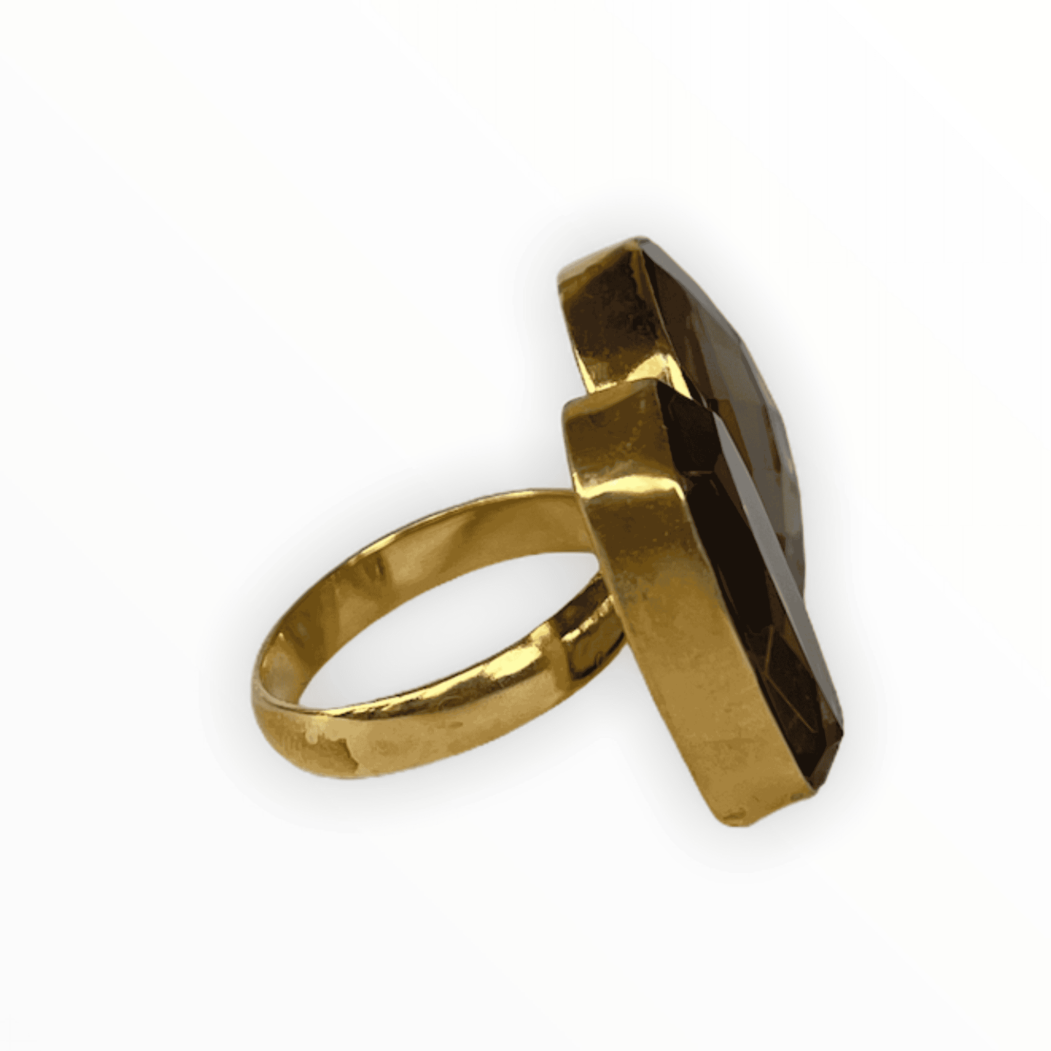 Smokey Quartz Jeannie Adjustable Ring in 18kt gold plating