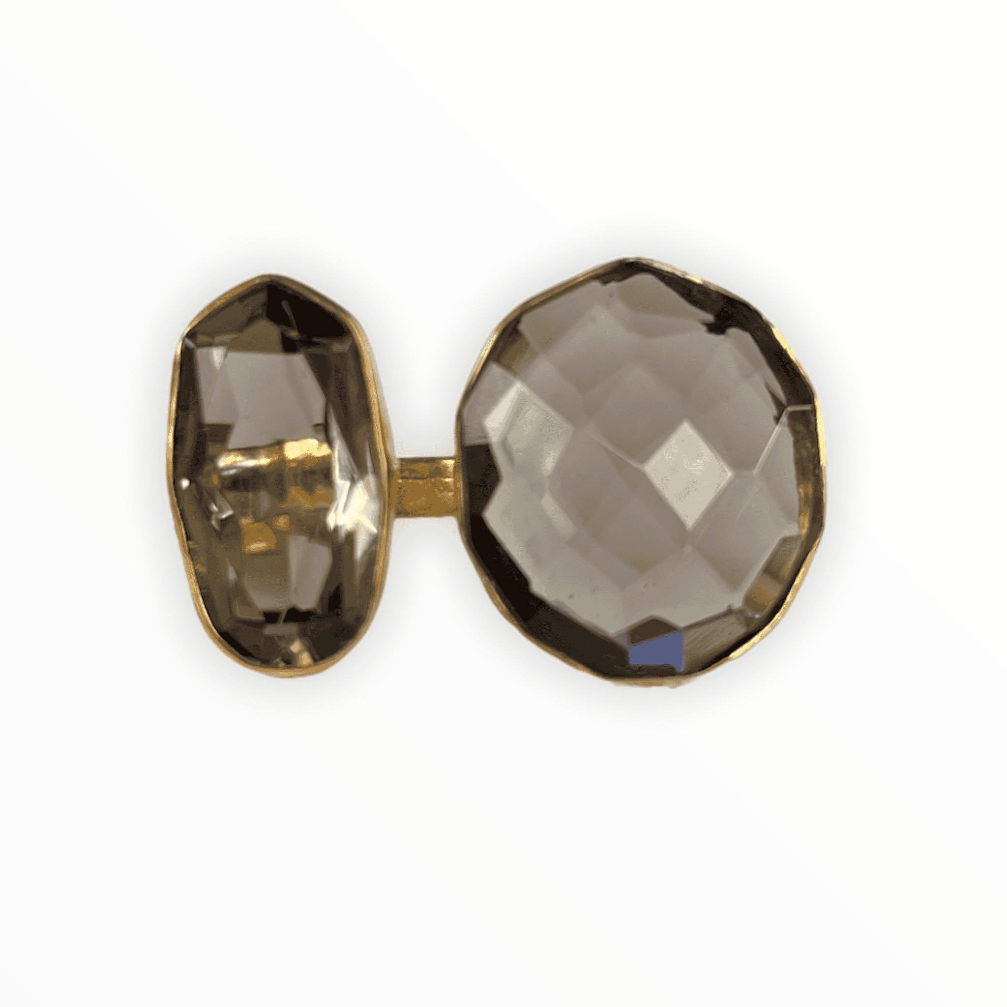 Smokey Quartz Jeannie Adjustable Ring in artisan gold settings