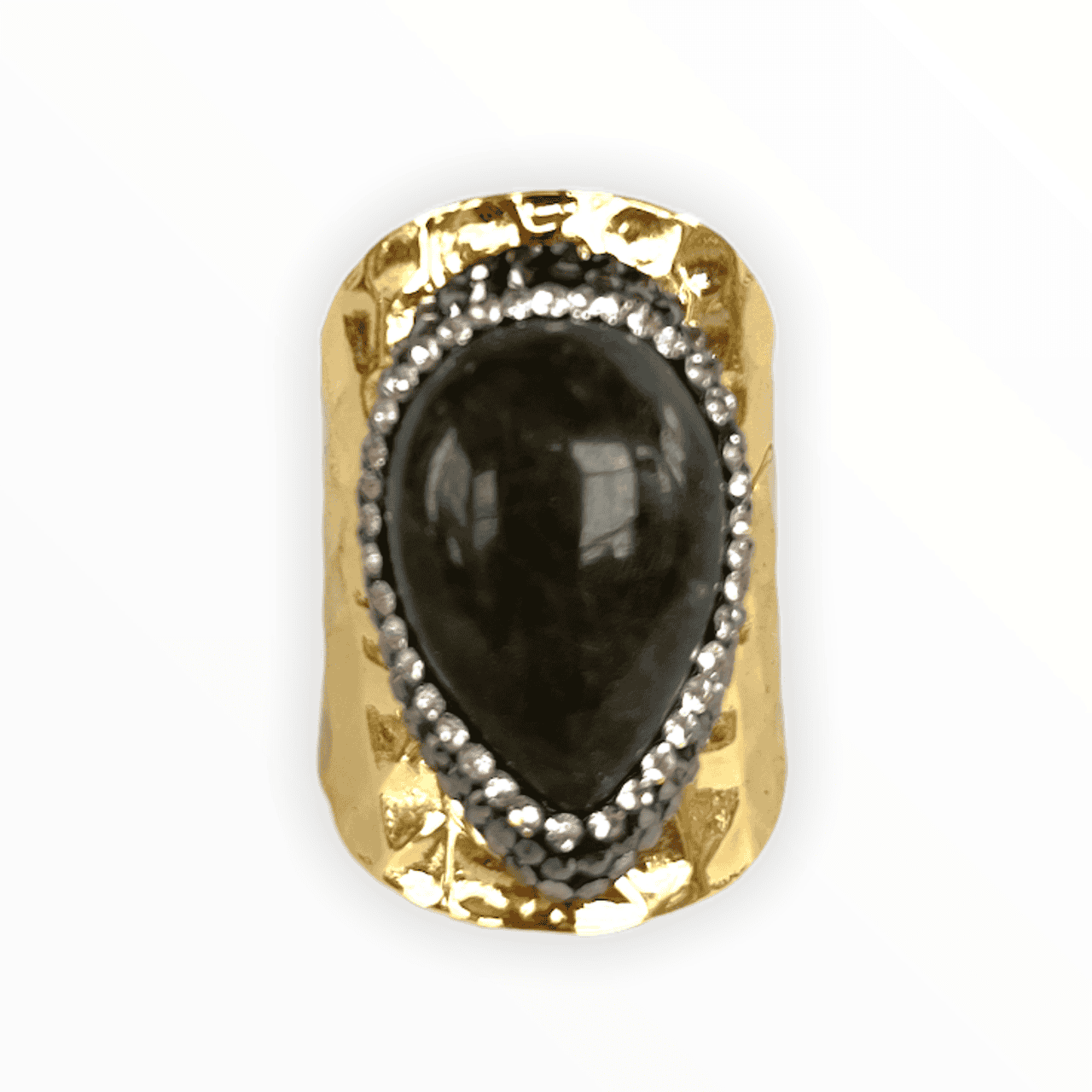 Labradorite and Paved Crystal Labradorite Adjustable ADMK Ring