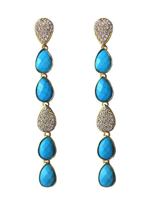 Turquoise Cascading Long Quincy ADMK Earrings