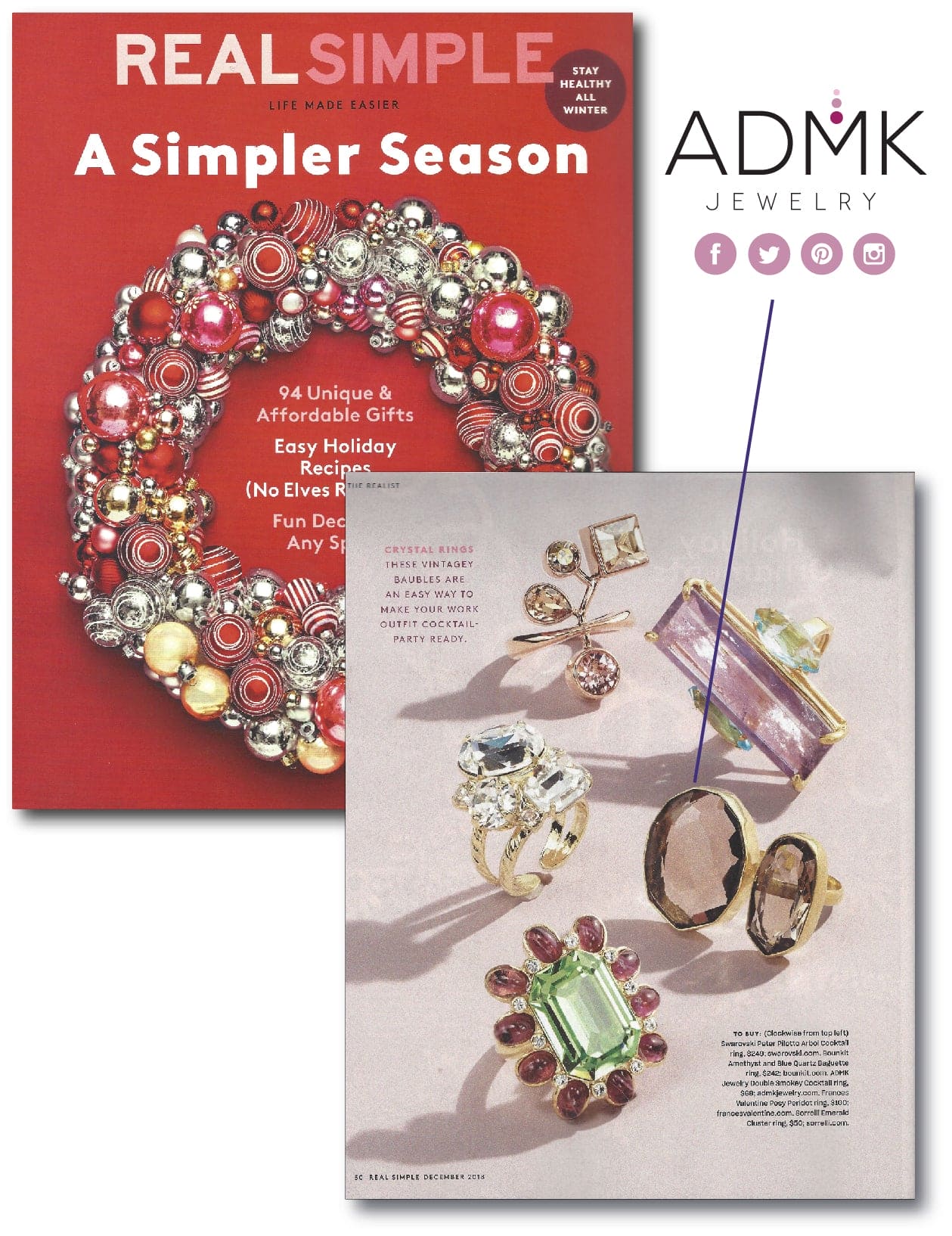 Smokey Quartz Jeannie Adjustable Ring featured in Real Simple Magazine
