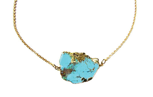 Turquoise Freeform Gold Bezel Necklace | ADMK, Inc.