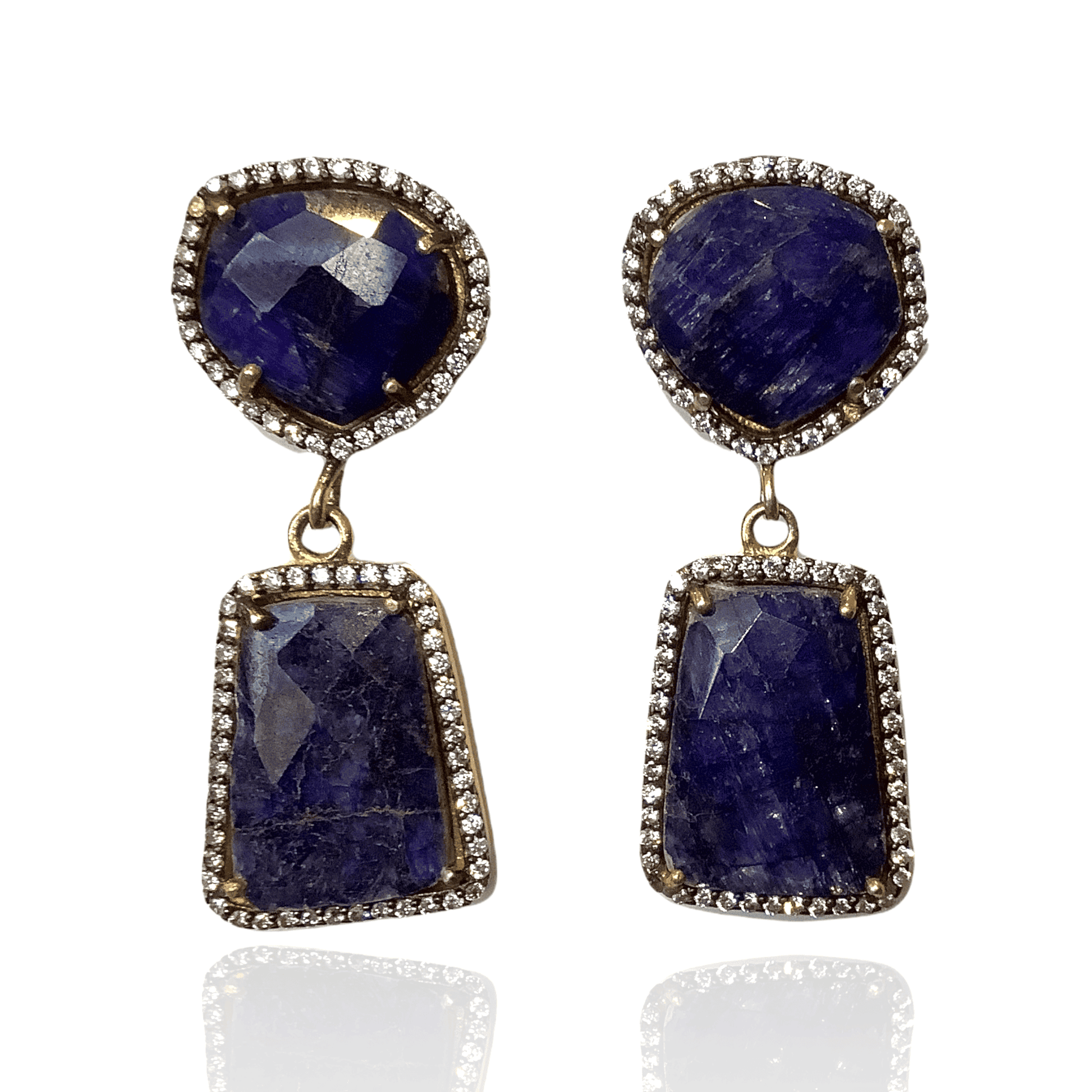 Blue Lapis and Paved CZ Magnificent ADMK Earrings | ADMK, Inc.