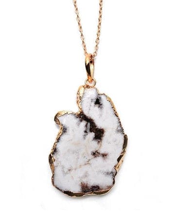 Tracy Necklace featuring a Solar Druzy Pendant in gold.