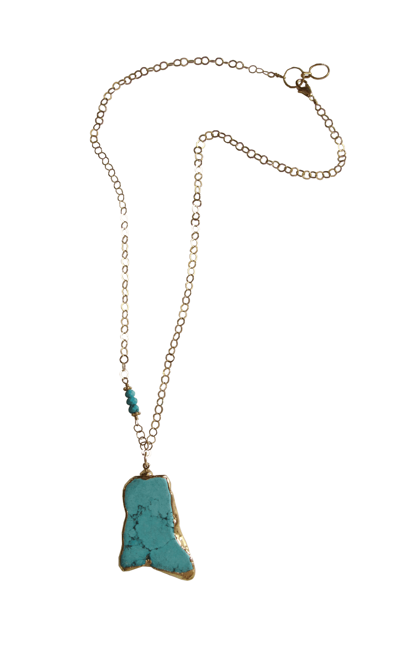 Turquoise Freeform Allie ADMK Necklace on gold-filled chain