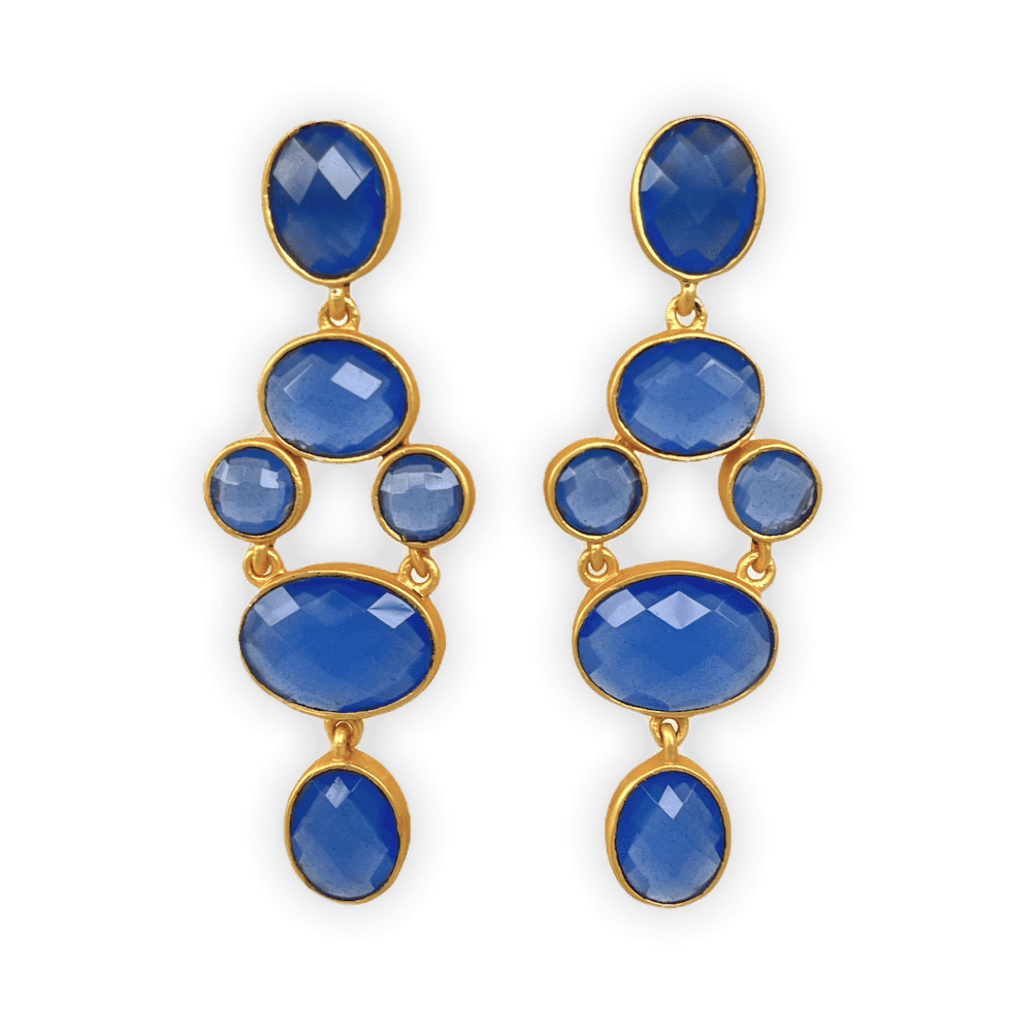 Blue Chalcedony and Gold Eliza ADMK Earrings, luxury handcrafted jewelry