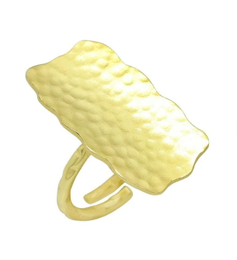 Gold Hammered Large Adjustable ADMK Ring
